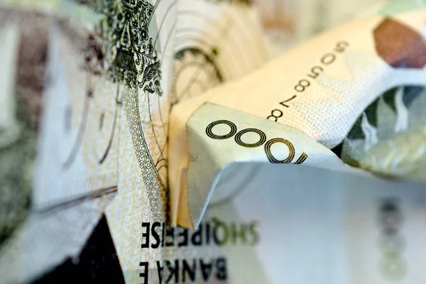 Dinheiro albanês 1000 leke close up — Fotografia de Stock