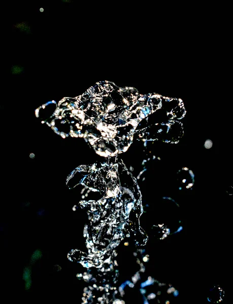 Waterdrops Levitate Dark Background Water Splash Dark Drops Water Flying — Stock Photo, Image