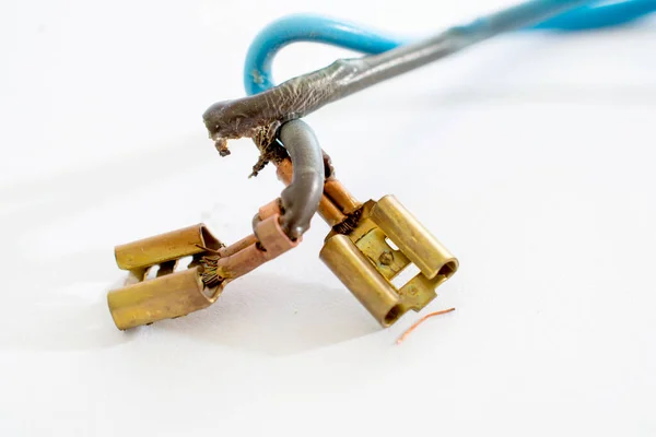 Old Twisted Copper Cable White — Stock Photo, Image