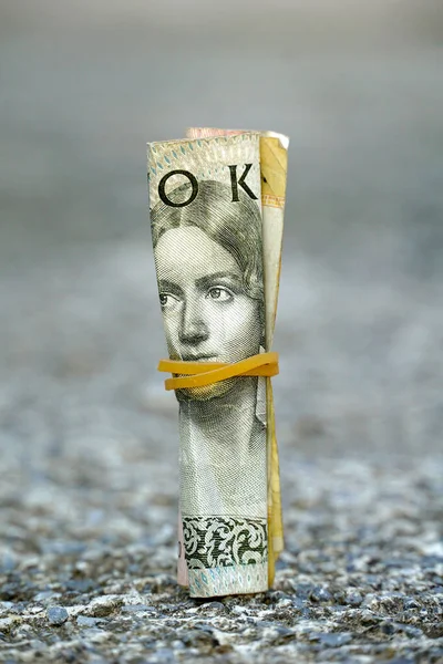 Schwedische Krone Die Währung Von Schweden Money Konzept Mit Gummiband — Stockfoto