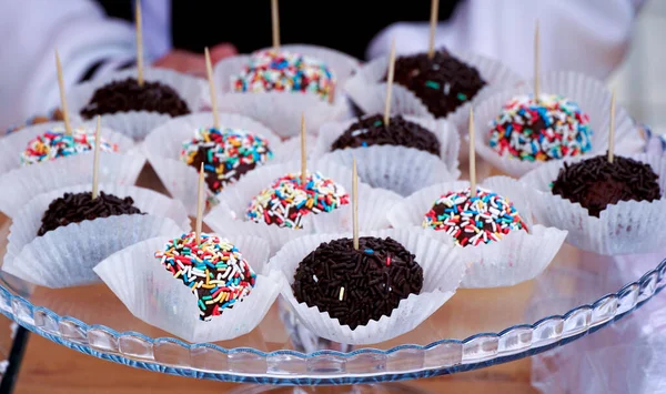 Homemade Chocolate Balls Coated Sprinkles — Stock Photo, Image