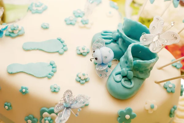 Gateau Bebe Bleu Avec Des Chaussures Courbe Couleurs Stock Photo 2548
