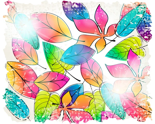 Винтажные цветные осенние листья иллюстрация — стоковый вектор