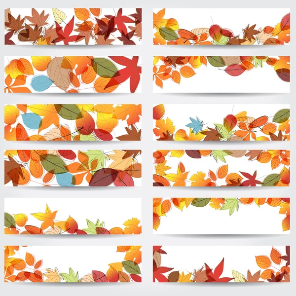 Bannières de feuilles d'automne colorées — Image vectorielle