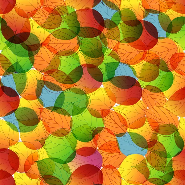 Illustration de fond de feuilles d'automne colorées sans couture — Image vectorielle