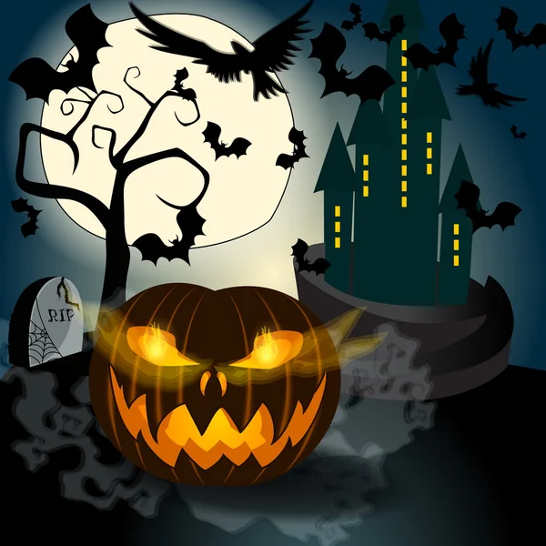 Halloween illustration with Jack O Lantern — Stock Vector