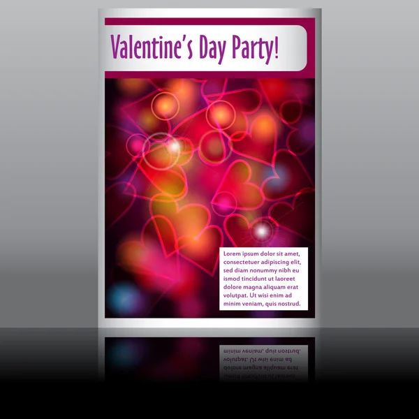 Valentine 's Day flyer cu lumini curcubeu strălucitoare — Vector de stoc