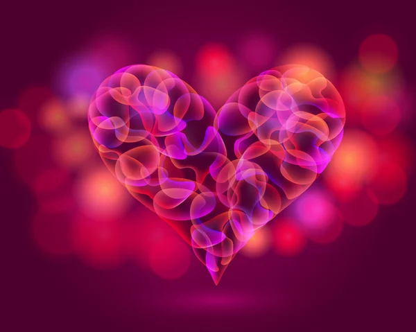 Illustration of glittering Valentine 's Day heart made of light — стоковый вектор