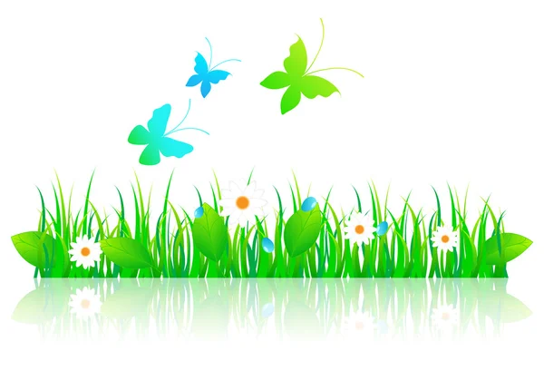 Beautiful green spring illustration — Stock Vector