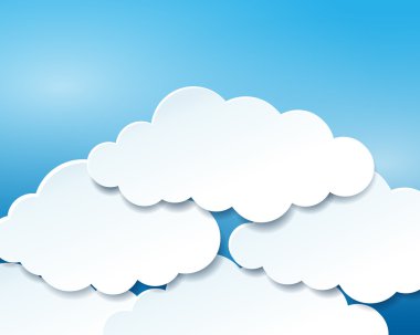 güzel mavi gökyüzü ile kağıt bulutlar