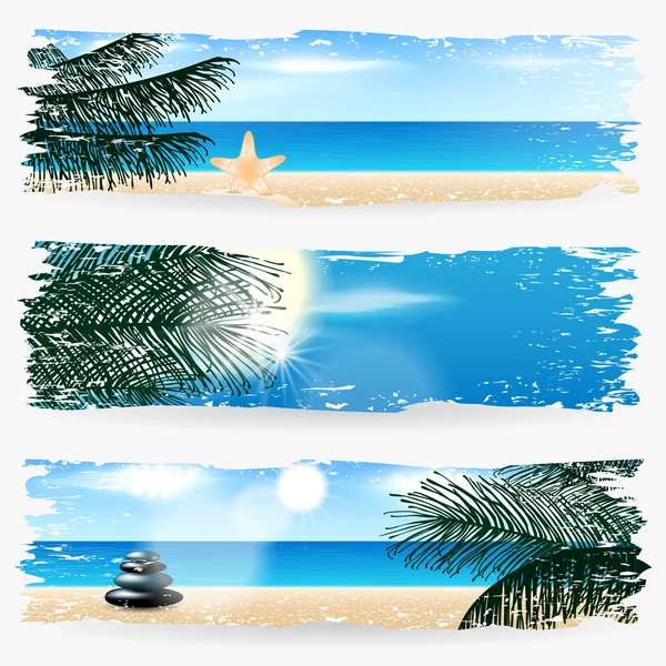 Conjunto de banners web tropicales de verano — Archivo Imágenes Vectoriales