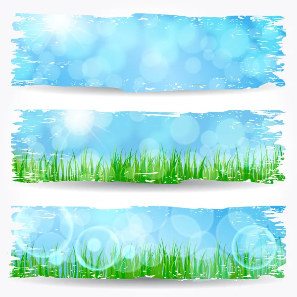 Bella morbido bokeh natura banner set — Vettoriale Stock