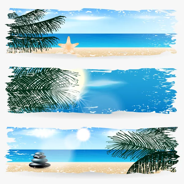 Conjunto de banners de teia tropical de verão Ilustração De Bancos De Imagens