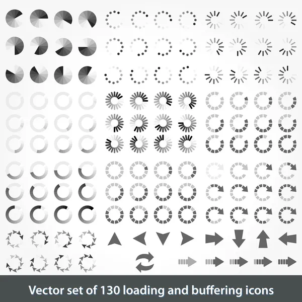 Uppsättning av 130 lastning och buffert ikoner Stockillustration