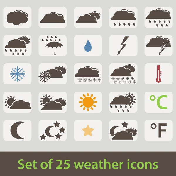 Gran conjunto de iconos meteorológicos de estilo retro — Vector de stock