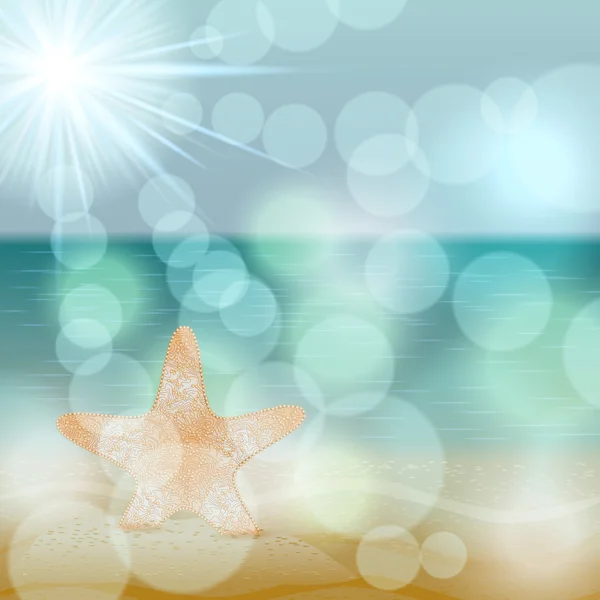 Retro strand illustratie met starfish — Stockvector