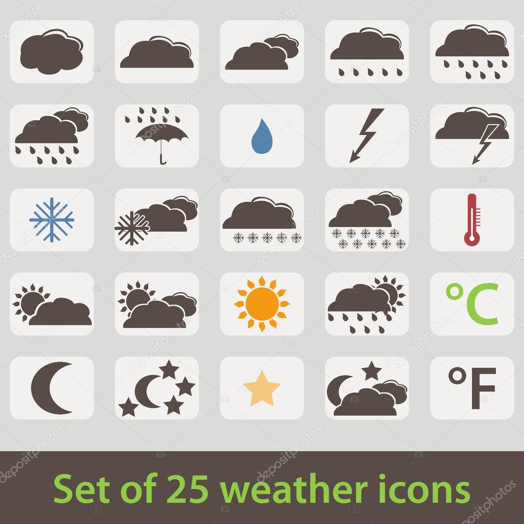 Large set of retro style weather icons