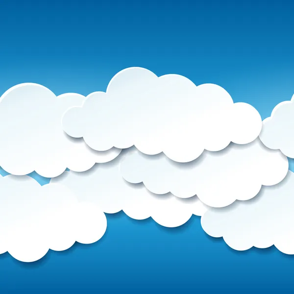 Güzel kesintisiz mavi gökyüzü ile kağıt bulutlar — Stok Vektör