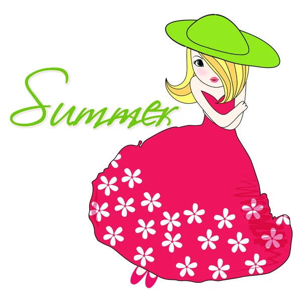 Cute summer girl — Stock Vector