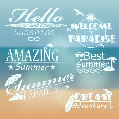 retro yaz illüstrasyonlar kümesi