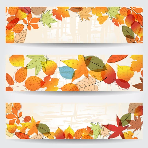 Kleurrijke herfstbladeren banners — Stockvector