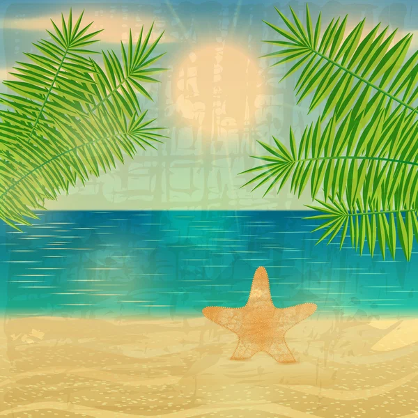 Ilustración de playa retro — Vector de stock