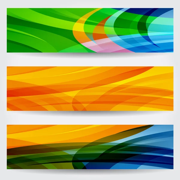 Σειρά από τρεις σημαίες αφηρημένη πολύχρωμο web — Διανυσματικό Αρχείο
