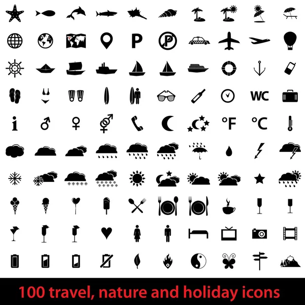 Gran conjunto de iconos de vacaciones — Vector de stock