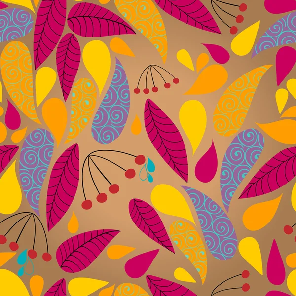 Seamless cute autumn leaves illustration — Stock Vector