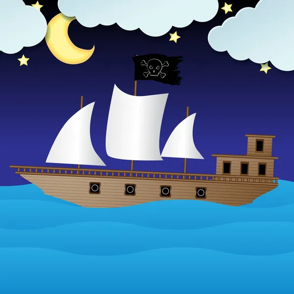 Cute pirate ship — Stock Vector