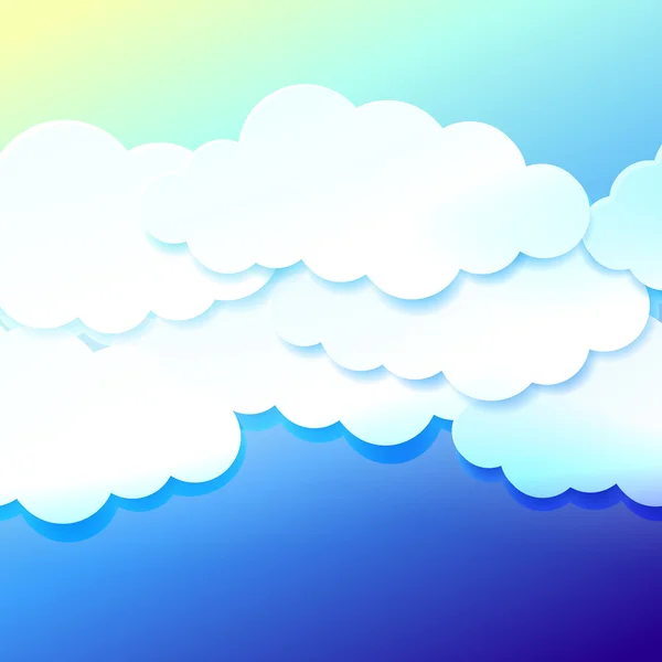 Mooie blauwe hemel met wolken van papier — Stockvector