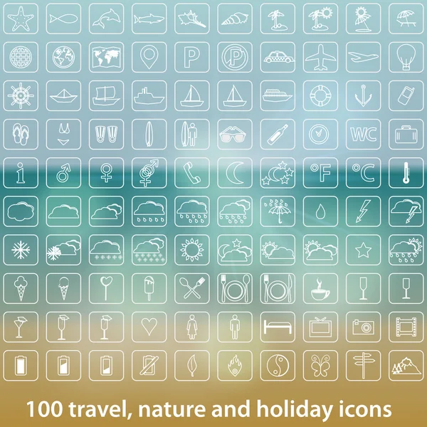 Gran conjunto de iconos de vacaciones — Vector de stock