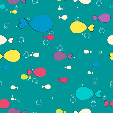 balıklar çizim ile Dikişsiz şirin sualtı desen