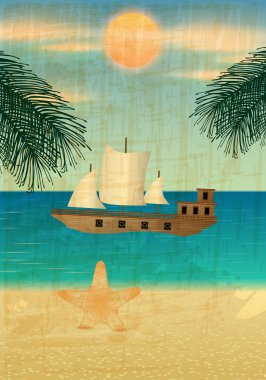 Retro beach illüstrasyon