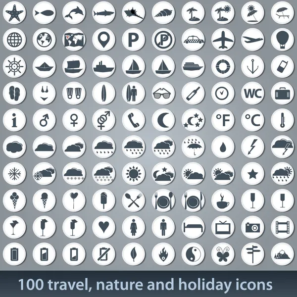 Gran conjunto de iconos de vacaciones — Vector de stock