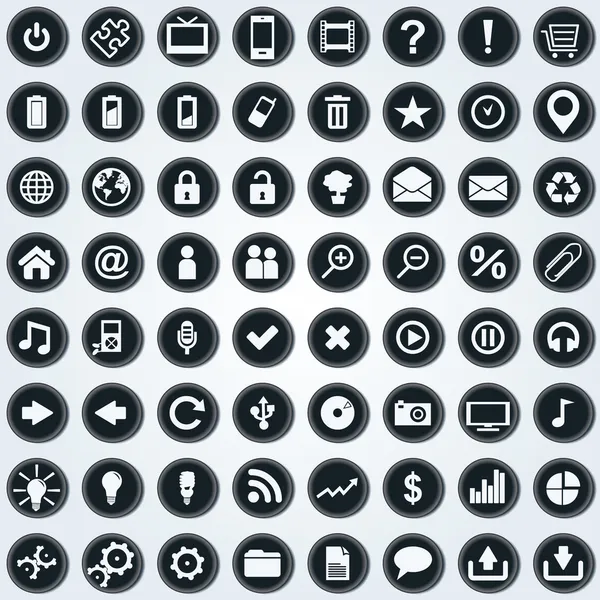 Grand ensemble d'icônes web élégantes noires — Image vectorielle