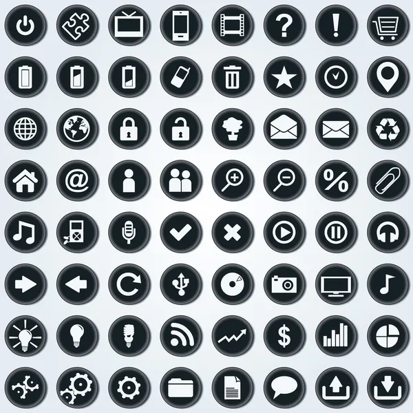 Gran conjunto de iconos web elegante negro — Vector de stock