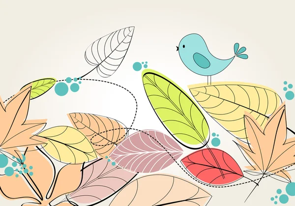 Χαριτωμένο φθινόπωρο εικονογράφηση πουλί — Διανυσματικό Αρχείο