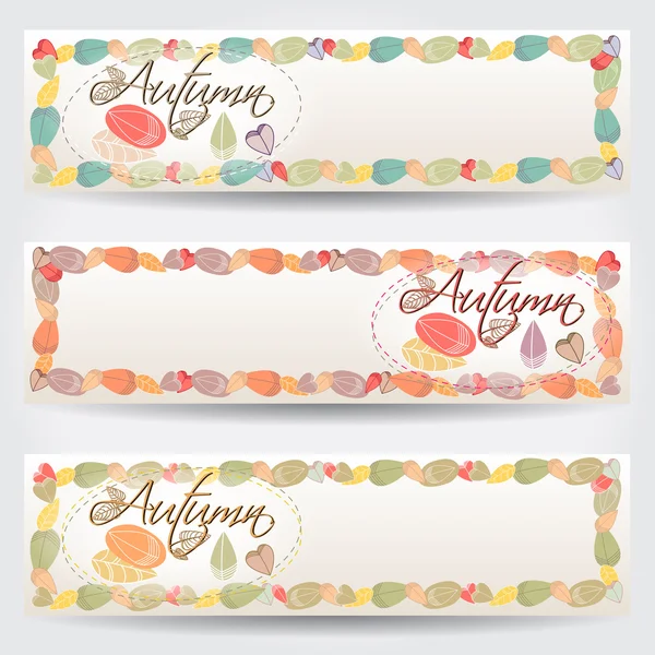 Kleurrijke herfstbladeren banners — Stockvector