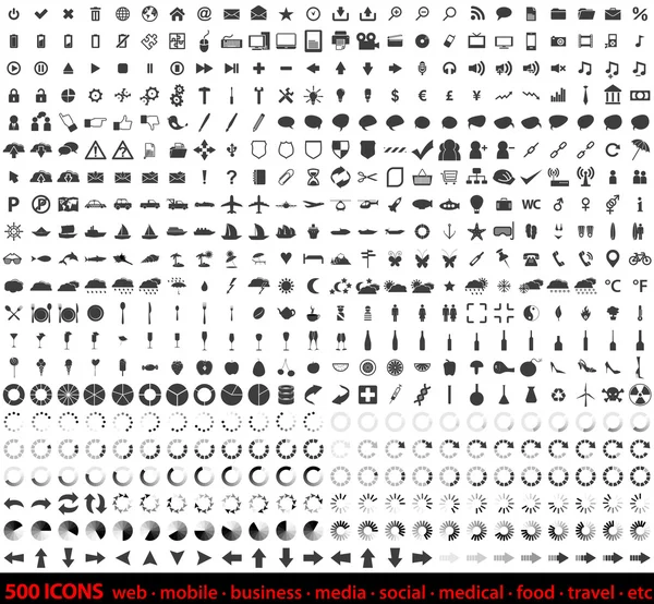 Gran conjunto de 500 iconos web detallados — Vector de stock