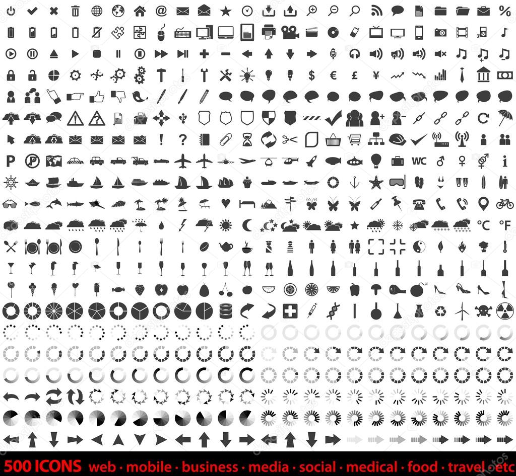 Large set of 500 detailed web icons