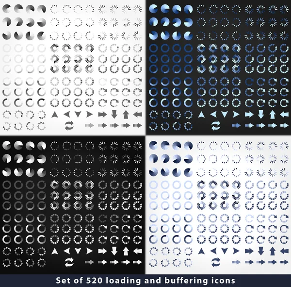 Ensemble de 520 icônes de chargement et de mise en tampon — Image vectorielle