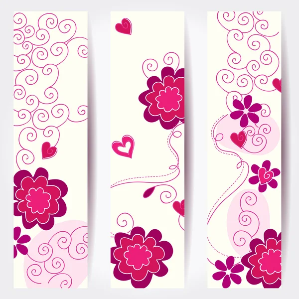 Valentin-nap virágos bannerek csoportja — Stock Vector
