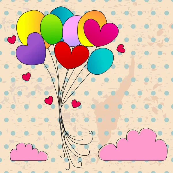 可爱的 heartshaped 气球 — 图库矢量图片