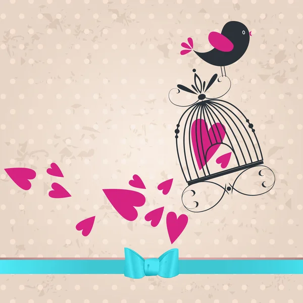 Χαριτωμένο πουλί στην αγάπη απεικόνιση — Διανυσματικό Αρχείο