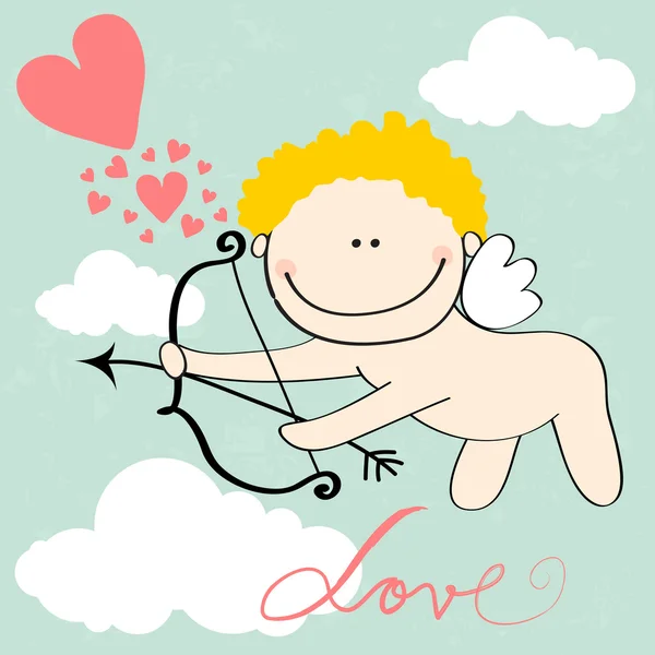 Cute Valentine's Day card with Cupid — Stock Vector