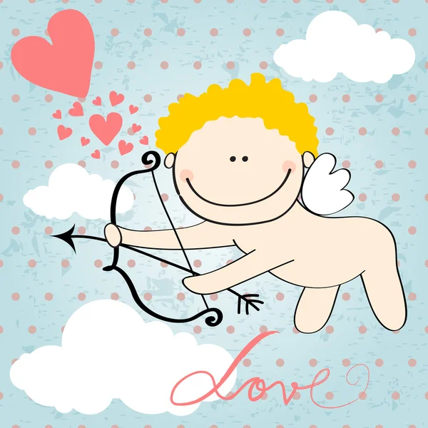 Schattig Valentijnsdag kaart met cupid — Stockvector