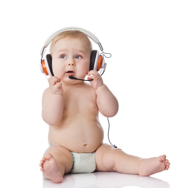 Baby with headphone. young DJ Royalty Free Stock Photos