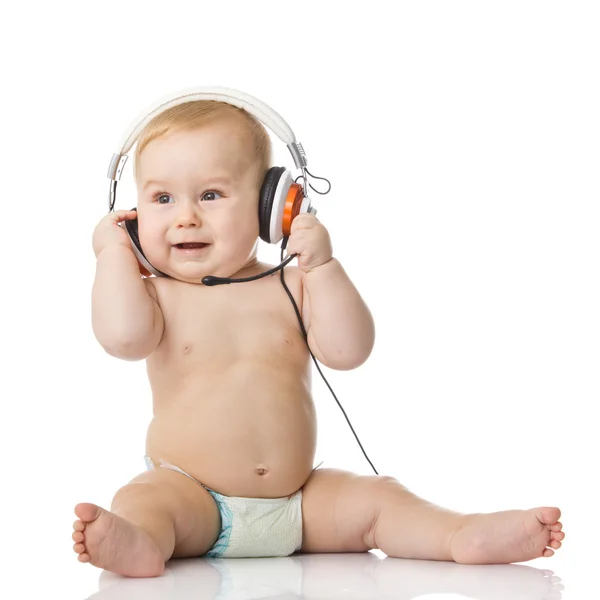 Baby with headphone. young DJ Stock Picture