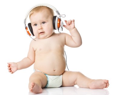 Kulaklıklı bebek. Genç DJ